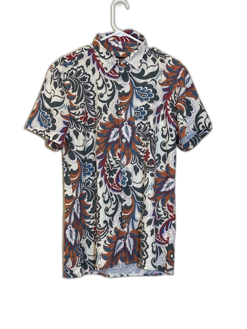 Reason Men's Paisley Print Short Sleeve Button Down Shirt Size Medium Retro Vibe